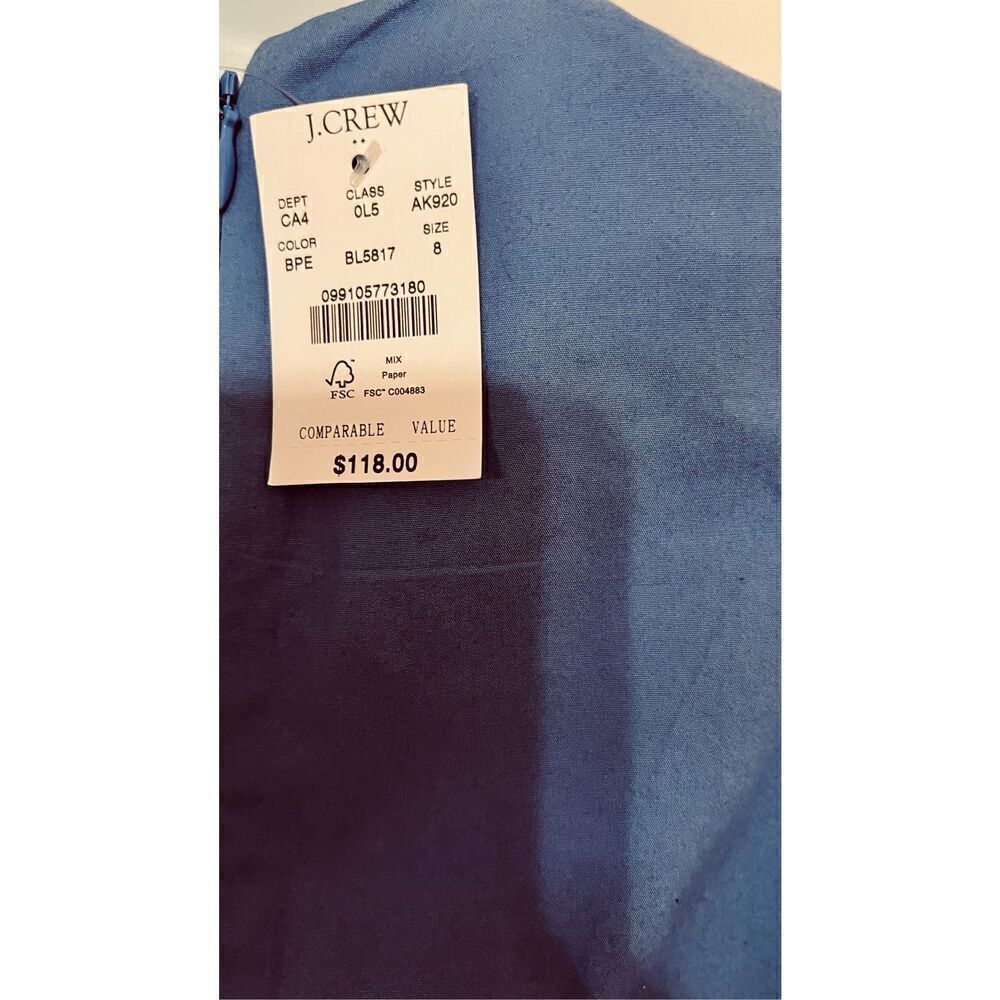 J. Crew Wrap Dress Blue Cotton Poplin Dress Size 8 New ($118) - Picture 7 of 10